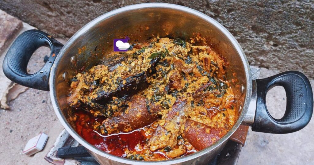 egusi soup with vegetables or Efo Elegusi