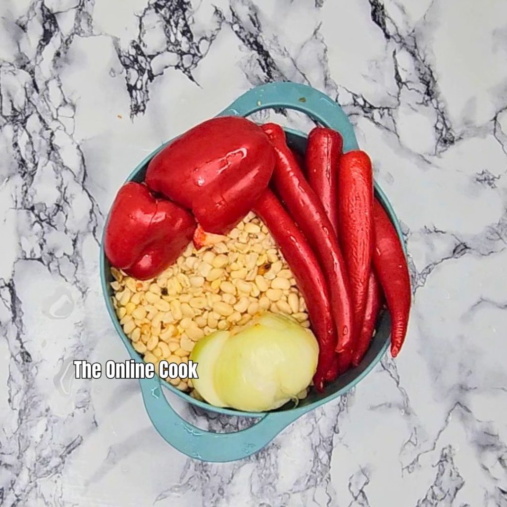 peeled beans pepper onions